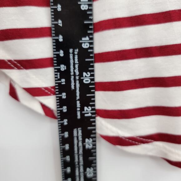 Green Envelope Los Angeles‎ Women's Striped Curved Hem Short Sleeve T-Shirt - Picture 7 of 8